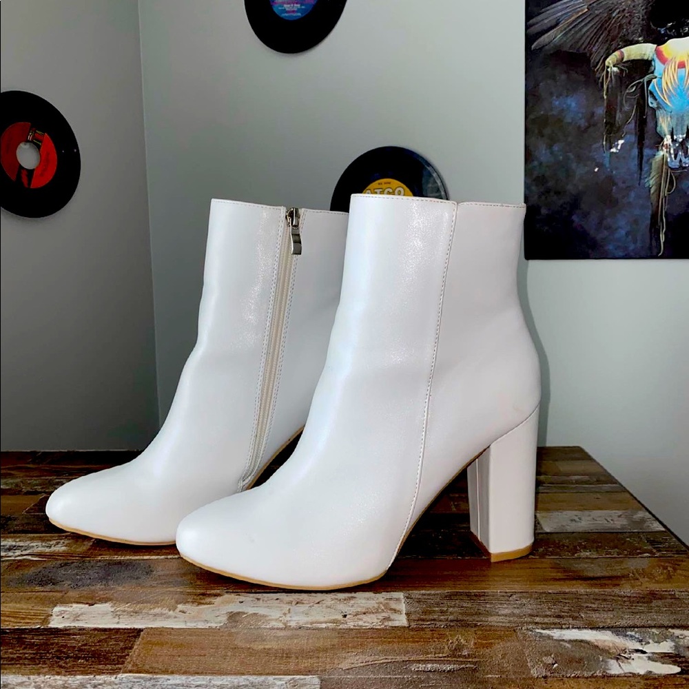 White high ankle boots